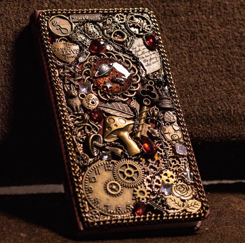 Cover of Aurelian Clockwork – Handmade Steampunk Journal with Gears & Mushroom, BrassBound Pages