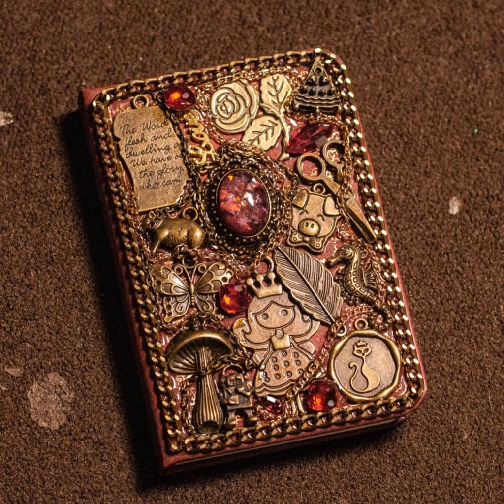 Rosalind Emberveil – Handmade Victorian Steampunk Journal with Ruby Gem, BrassBound Pages